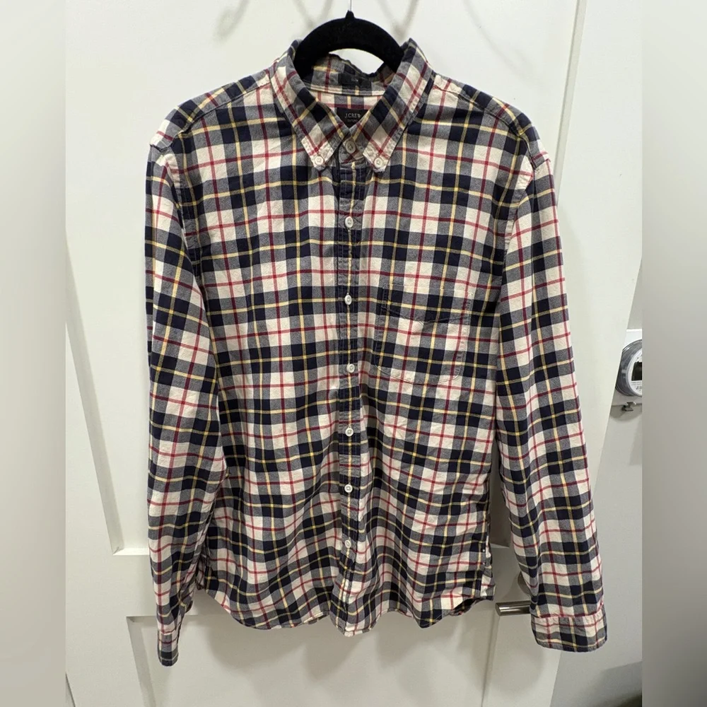 J. Crew Navy and Red Plaid Shirt